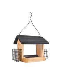 Nature's Way Cedar Hopper Bird Feeder with Suet Cages, 3 qt