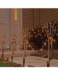 Celebrations Halloween Warm White 18 in. LED Prelit Chained Skeleton Arms Pathway Decor