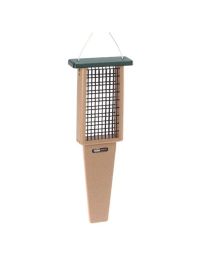 Birds Choice, Suet Feeder with Tail Prop for Two Cakes in Taupe & Green Recycled Plastic