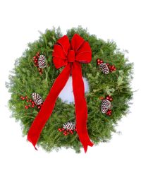 'Gertens Signature' Traditional Christmas Wreath with Frosted Cones