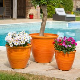 Sunshine Ceramica, Pollencia Planter, Orange | Gertens Garden Center