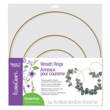 FloraCraft 3 Piece Wire Wreath Ring, Gold