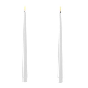 Deluxe HomeArt Taper Candles LED Shiny White 11" 2pk