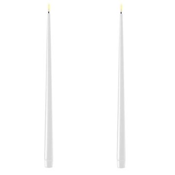 Deluxe HomeArt Taper Candles LED Shiny White 15" 2 pk