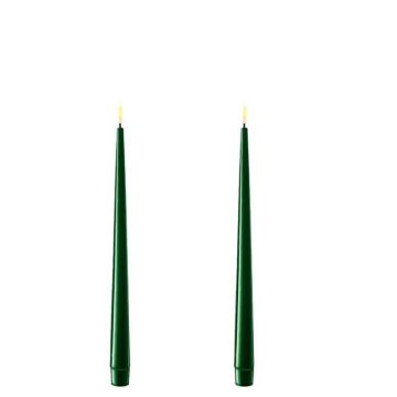 Deluxe HomeArt Taper Candles LED Shiny Dark Green 11", 2 pk
