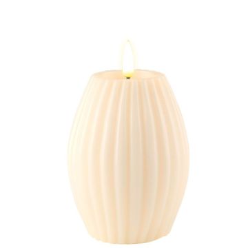 Deluxe HomeArt Striped Candle Cream 3"x4"