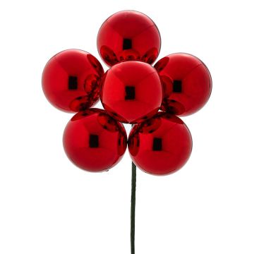 Ornamental Balls, Shiny Stemball Bunch Red
