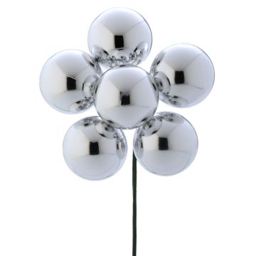 Ornamental Balls, Shiny Stemball Bunch Silver
