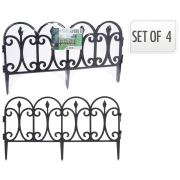 Koopman, Garden Fence, Black Plastic, 4 pcs