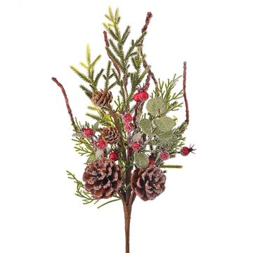 Greens, Berries & Cones Frosted Spray