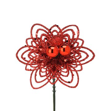 Glitter Ball & Lace Leaf Red Pic