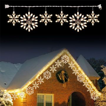Lamphome Clear Snowflake Christmas String Lights with 6 Drops