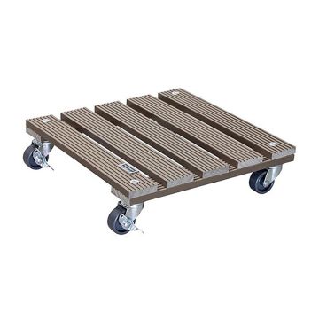 Square 11.4" Plant Caddy With Locking Wheels, Taupe
