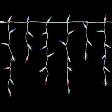 Holiday Bright Lights T5 Icicle Light Rockefeller Sparkle 100 Lights White Cord
