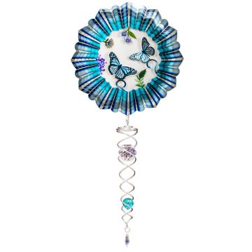 Spinfinity Design Mini Set Wind Spinner and Crystal Twister, 3D Blue Butterfly