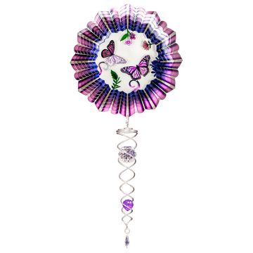 Spinfinity Design Mini Set Wind Spinner and Crystal Twister, 3D Purple Butterfly