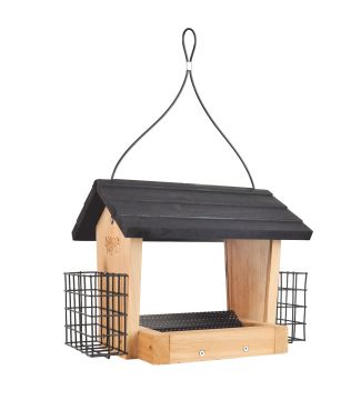 Nature's Way Cedar Hopper Feeder with Suet Cages, 3 Qt.