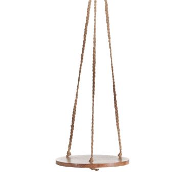 Primitive Planters 10" Hanging Wooden Round , Jute