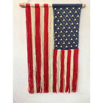 Primitive Planters Macrame American Flag