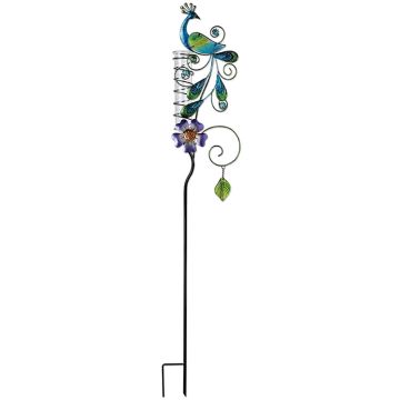 Sunset Vista Designs, Glass Gardens Peacock Rain Gauge Stake 