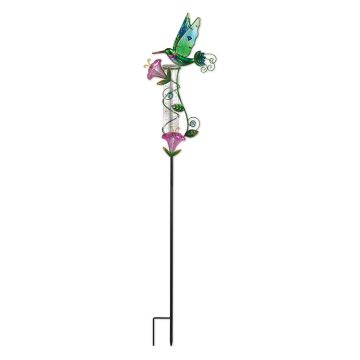 Sunset Vista Designs, Glass Gardens Hummingbird Rain Gauge Stake