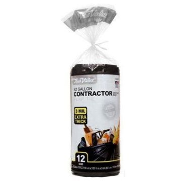 True Value Heavy Duty 3 mil Contractor Bags with Flap Tie 12ct