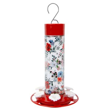 Nature's Way Vintage Blossom Decorative Glass Hummingbird Feeder, 20 oz
