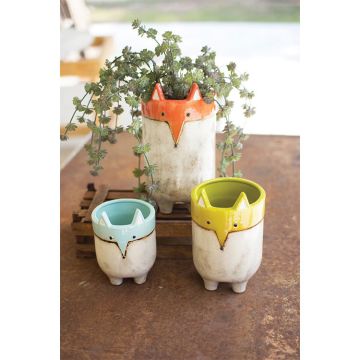 Kalalou Ceramic Fox Planters