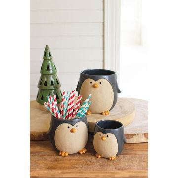 Kalalou Ceramic Penguin Planters
