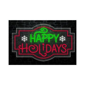 Luxe Light Décor Happy Holidays Hanging Lighted Sign, 24"
