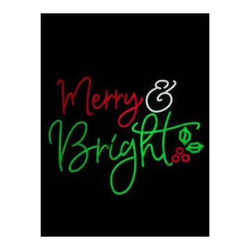 Luxe Light Décor Merry & Bright Hanging Lighted Sign, 24"