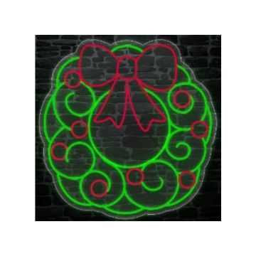 Luxe Light Décor Wreath with Swirls Hanging Lighted Sign, 24"