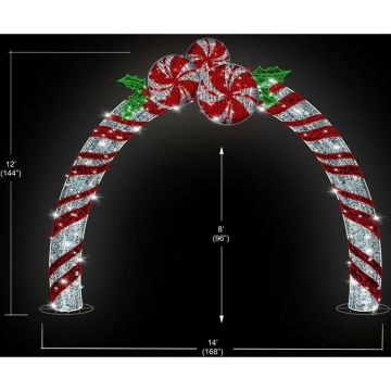Tinsel Candy Stripe Archway with Warm White Lights