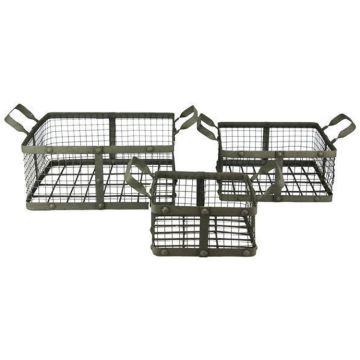 A&B Floral Square Wire Basket with Handles