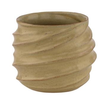 A&B Floral Stoneware Groove Pot Tall Green Blue