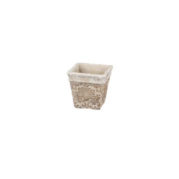 A&B Floral Cement Square Damask Planter