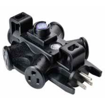 Multi Outlet, S4 5-Way Adaptor with Indicator, Black