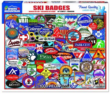 White Mountain Ski Badges 1000 Piece Jigsaw Puzzle