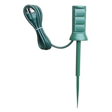 MASTER ELECTRICIAN Outdoor Upright Power Stake Grounded 3-Prong Plug 3 Outlets Green 6FT