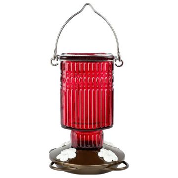 Nature's Way Crimson Carnation Antique Glass Gravity Hummingbird Feeder 22 oz