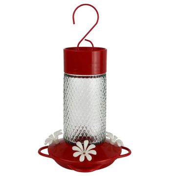 Nature’s Way Charming Cherry Glass Gravity Hummingbird Feeder 13 oz