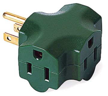 MASTER ELECTRICIAN, 3-Outlet Adapter, Indoor, Green