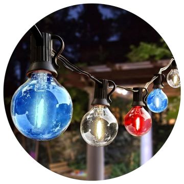 Belle Luci G40 Glass Bulb Light Set Patriotic