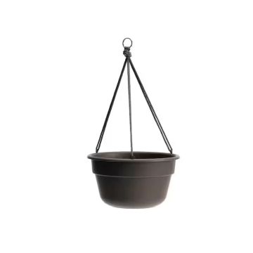 Bloem, Dura Cotta Self Watering Hanging Basket Planter, Peppercorn, 12"
