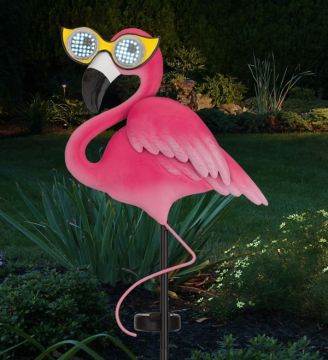 Regal Art & Gift Eye Roller Solar Stake 'Flamingo' 40" tall