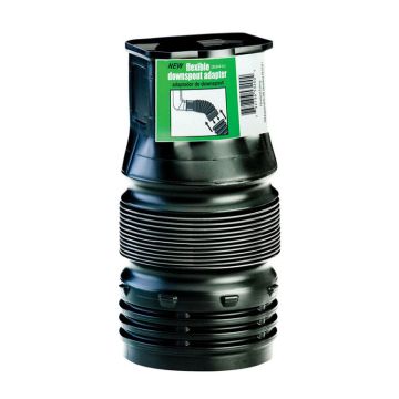 FLEXDrain Adaptor 2x4" Downspout to 4x4" Pipe Black