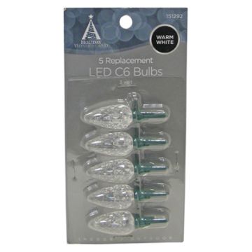 Holiday Wonderland, C6 3 Volt LED Replacement Bulbs Warm White, 5 pack