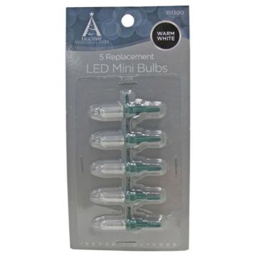 Holiday Wonderland, T5 3 Volt LED Replacement Mini Bulbs Warm White, 5 pack