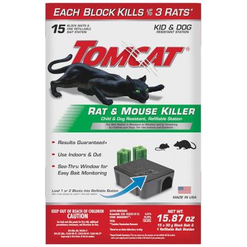 Tomcat® Rat & Mouse Killer Child & Dog Resistant, Refillable Station, 15oz