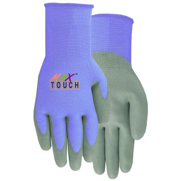 Midwest Quality Gloves Max Touch Gray/Purple Grip Gloves, Medium